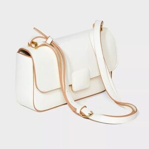 A New Day Elongated Refined Crossbody Bag with Pushlock Closure -‎ Off White